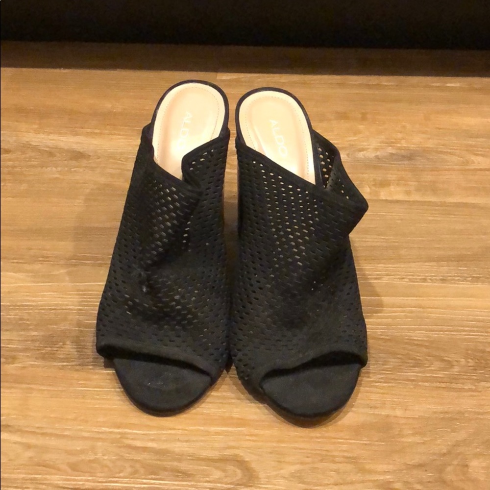 Black suede laser cut mule by aldo